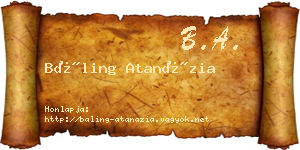 Báling Atanázia névjegykártya